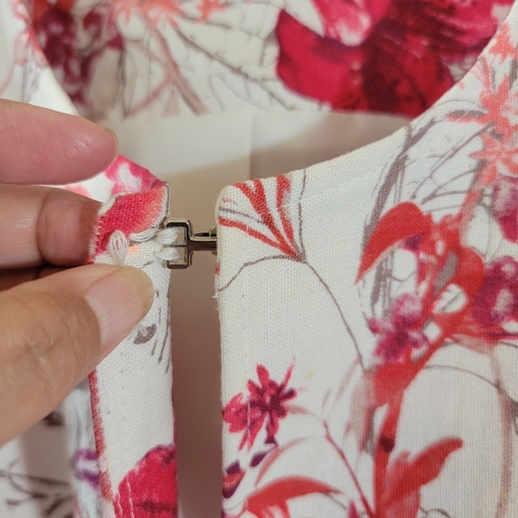 ALEXIS Pastel Floral Linen Blend Open Jacket Sz 13/Misses 12 Office Career Chic - Picture 3 of 11